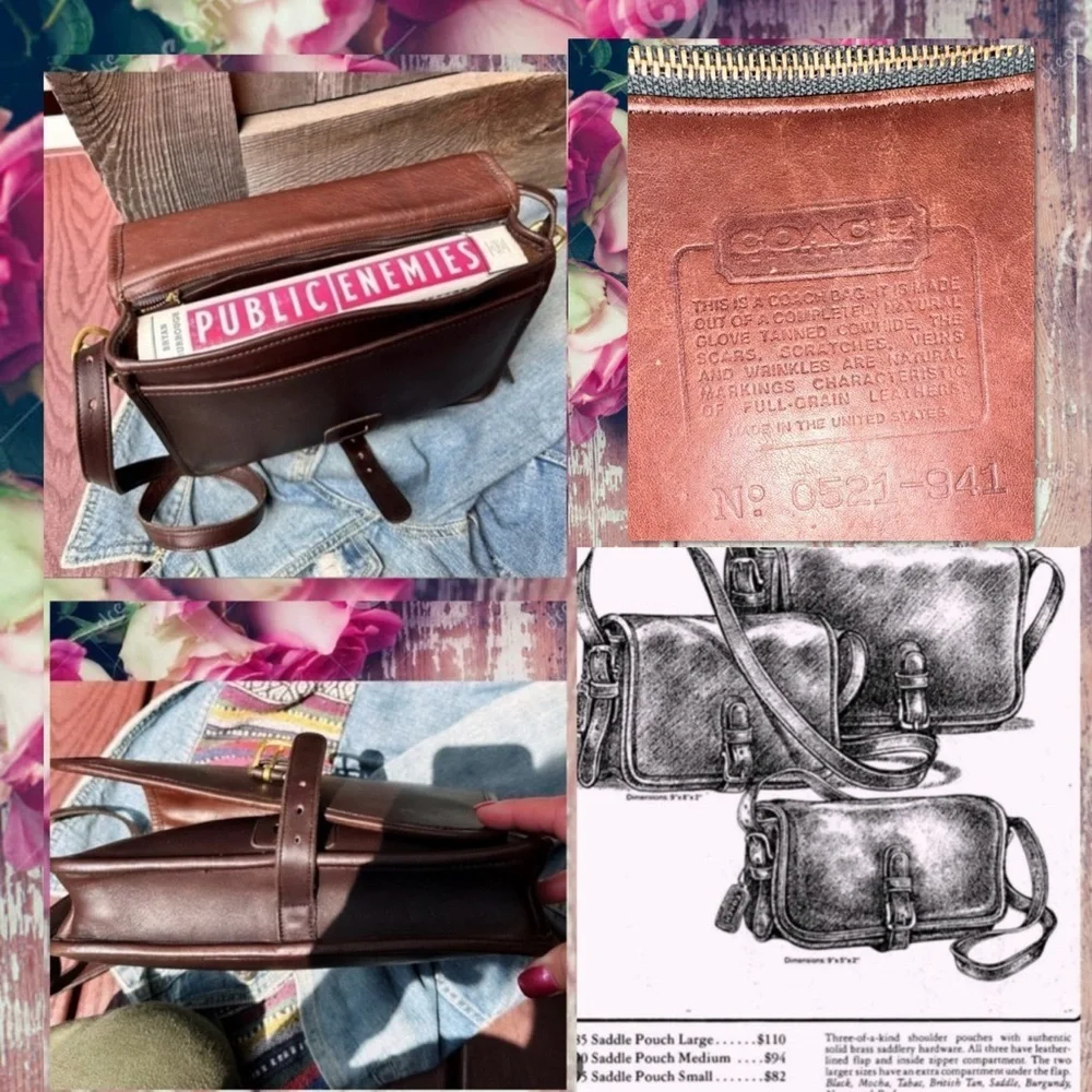 VINTAGE COACH MAHOGANY SADDLE POUCH BAG Style 9585